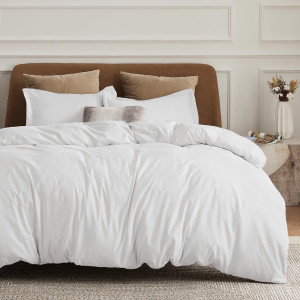Bedsure White Duvet Cover Queen Size - Soft Double...