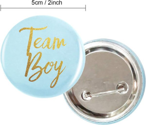 Gender Reveal Button Pins 50 Pcs, Team Boy Girl Bu...