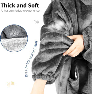 Sherpa Wearable Blanket Hoodie,Oversized Blanket H...