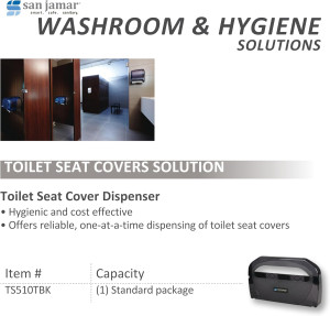 San Jamar TS510TBK Toilet Seat Cover Dispenser, Bl...