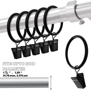 Curtain Rings with Clips 1.5 Inch Set of 20 Heavy...