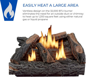 VFL24T Dual Fuel Ventless Fireplace Logs Set with...