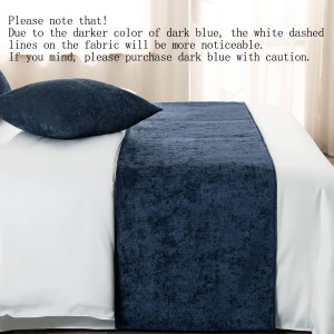 AMBERIS Bed Runner Dark Blue, Chenille Soft No Fad...