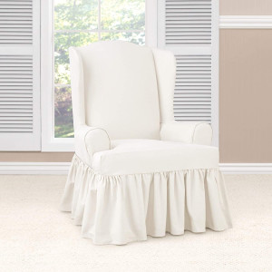 SureFit Essential Twill T-Cushion Wingback Chair S...