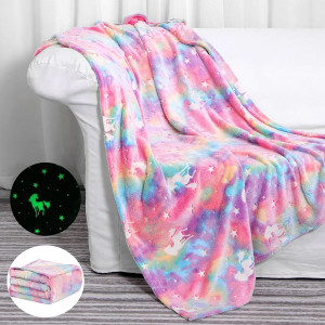 Glow in The Dark Blanket Unicorns Gifts for Girls,...