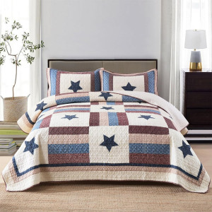 Cotton Bedding Quilt Sets 3 Pieces Reversible Cove...