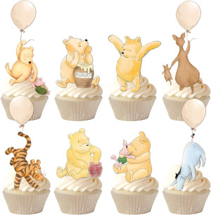 48 Pcs Winnie Cupcake Toppers Classic Pooh Baby Sh...