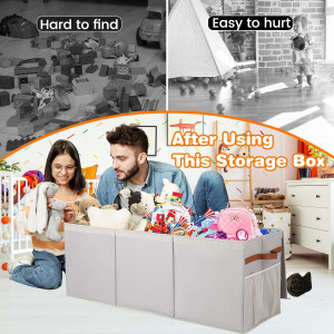 Extra Large Sturdy Toy Box, 40"x16"x14" Stuffed An...