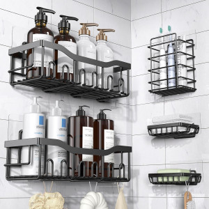 Adhesive Shower Caddy, 5 Pack Rustproof Stainless...