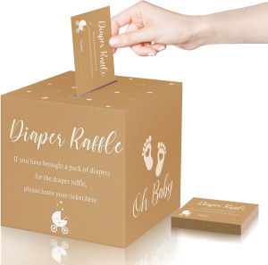 Funrous 50 Diaper Raffle Tickets with Box for Baby...