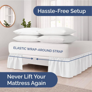 Wrap Around Dust Ruffle Bed Skirt – White - for Qu...