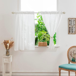 Yancorp White Kitchen Tier Curtains 24 inches Leng...