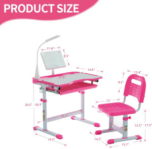 Diroan Kids Functional Desk and Chair Set, Ergonom...