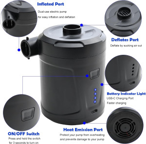 Portable Air Pump with 5200mAh Battery, USB Rechar...