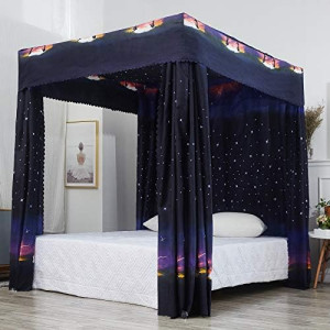 Mengersi Galaxy Star Canopy Bed Curtains Full Size...