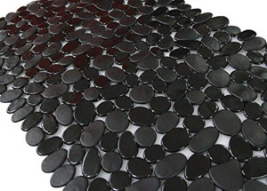 SONGZIMING Non-Slip Pebble Bathtub Mat Black 16 W...