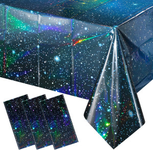 3Pcs Iridescent Space Tablecloths, Disposable Plas...