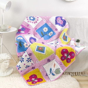 ABREEZE Cotton Quilt Butterfly and Heart Bedspread...