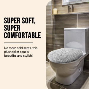 Toilet Lid Cover - Black, Plush Microfiber Oval To...
