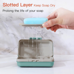 Quatish Bar Soap Holder Dish 1 Pack for Shower, Tr...