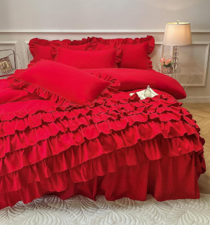 MOOWOO Girls Bedding,Waterfall Ruffle Duvet Cover...