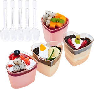 Foraineam 50 Pack 5 oz. Dessert Cup with 50 Spoons...