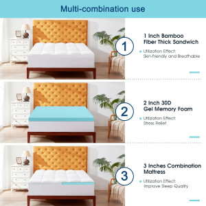 Bedluxury Dual Layer 3 Inch Mattress Topper King S...