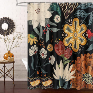 MitoVilla Boho Floral Shower Curtain, Tropical Lea...