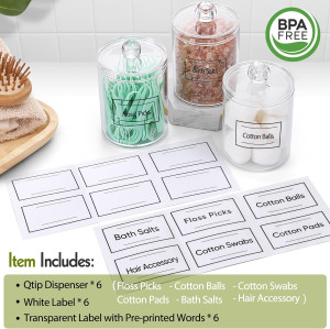 AOZITA 6 Pack Acrylic Qtip Holder Dispenser for Co...