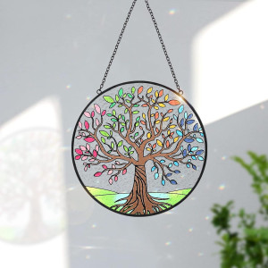 Tuitessine Tree of Life Stained Glass Suncatcher F...