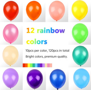 RUBFAC 120 Balloons Assorted Color 12 Inches Rainb...
