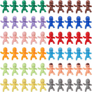 60 Mini Plastic Little Babies 12 Colors Tiny Figur...