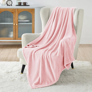 Bedsure Fleece Throw Blanket Pink - 300GSM Valenti...