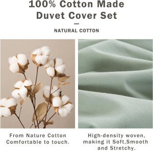 EMME Cotton Twin Duvet Cover Sage Green 2-Piece So...
