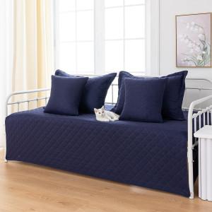 5-Piece Daybed Cover Set Navy Blue Twin Cozy Daybe...