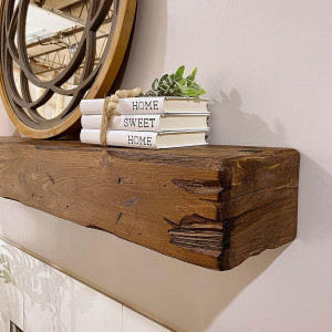 1 tier Fireplace Mantel, Distressed, Rustic, Float...