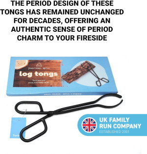 Black Heavy Duty Cast Iron Fire Place Log Tongs fo...