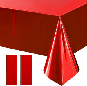 2pcs Red Foil Tablecloth 54*72 Inch Plastic Christ...
