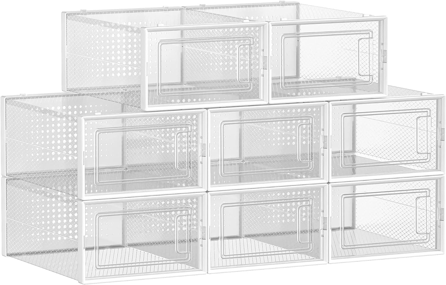 SONGMICS Shoe Boxes, Pack of 8 Stackable Shoe Stor...