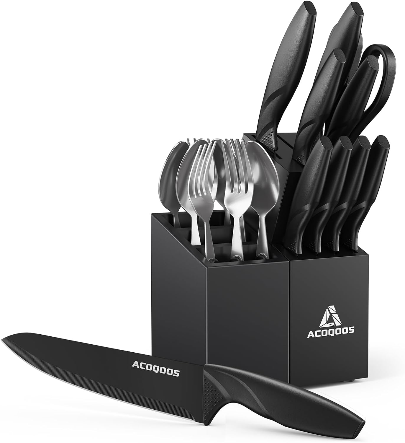 ACOQOOS Knife Set with Flatware Set, 20-Piece Kitc...