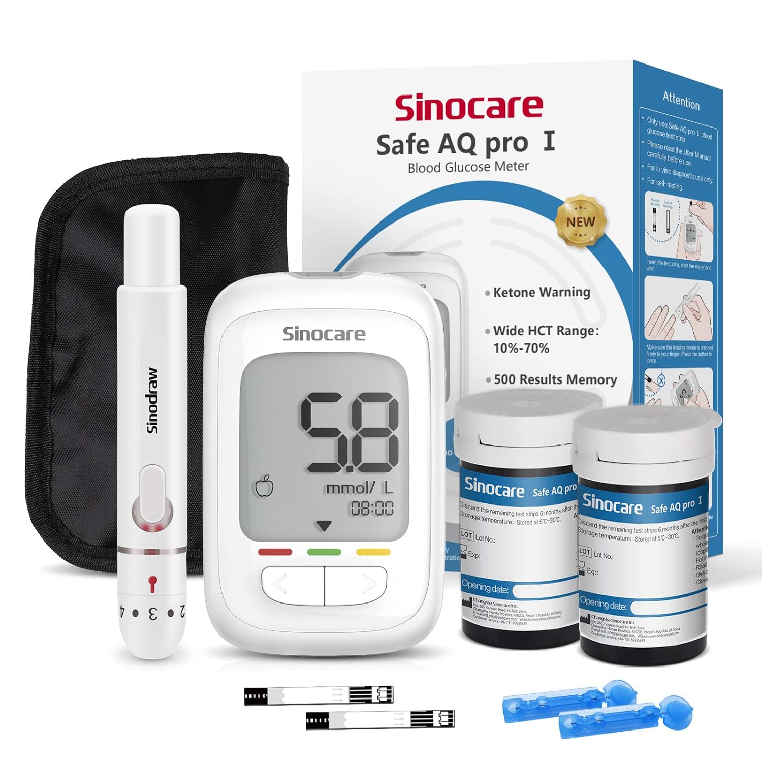 sinocare Blood Sugar monitor, Safe AQ Pro I Diabet...