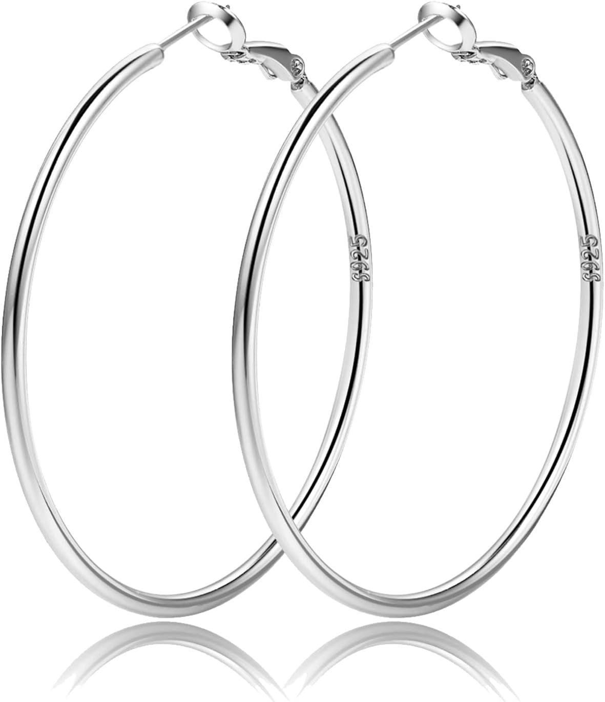 2mm Sterling Silver Big Hoop Earrings For Women St...