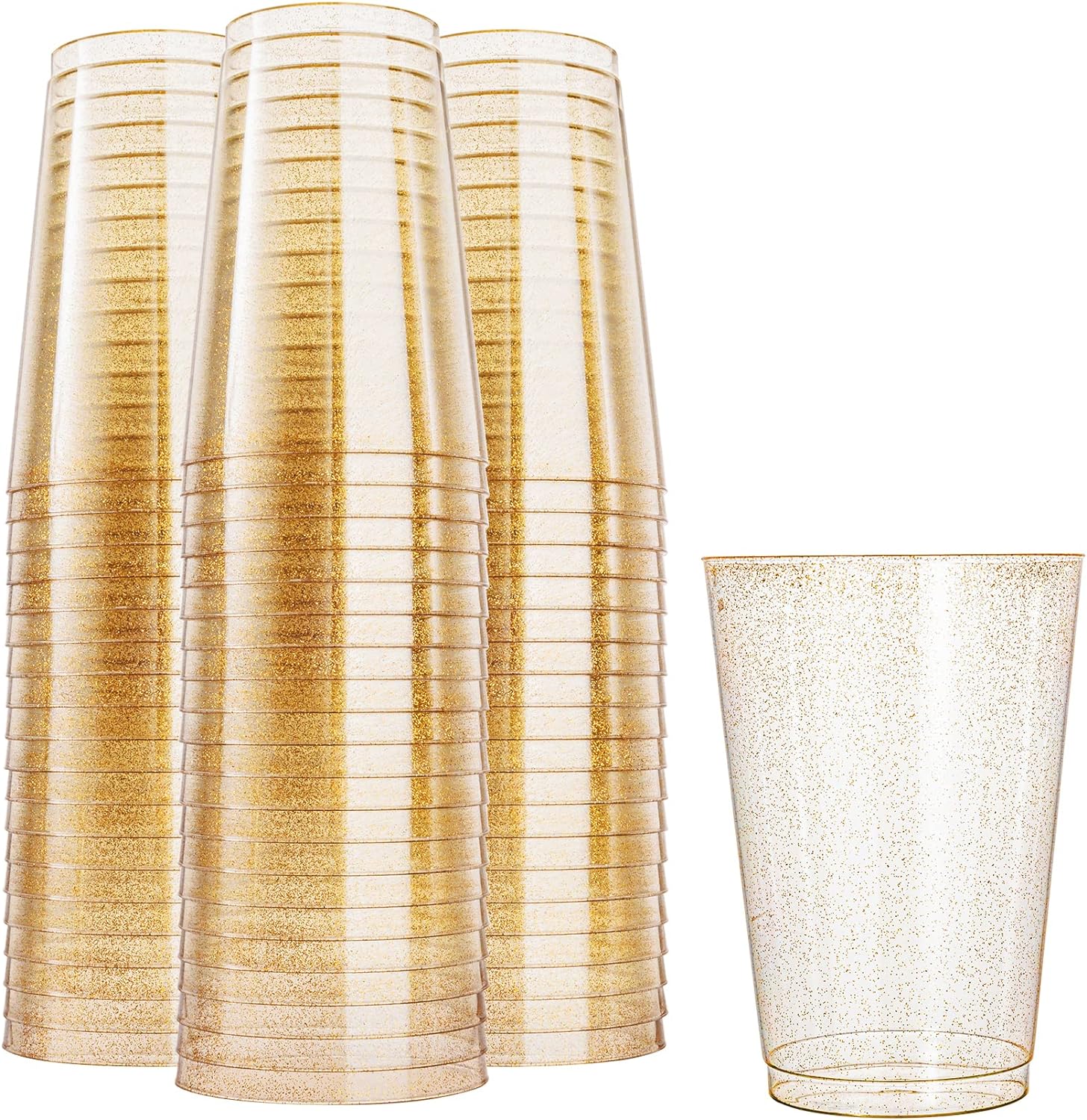 N9R 100pcs 12oz Gold Plastic Cups, Gold Glitter Di...