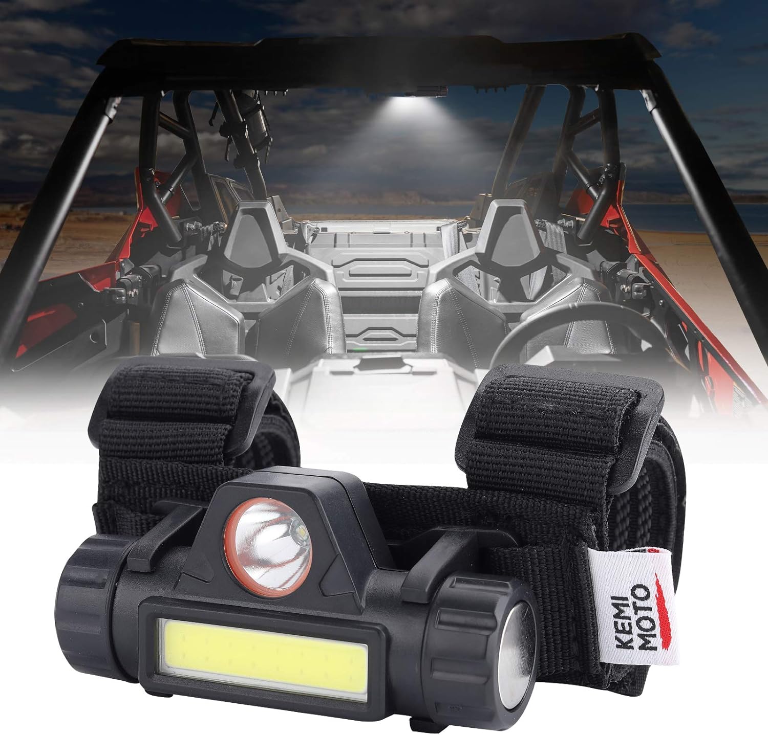 kemimoto UTV Dome Light Roll Bar Cage Mount Interi...