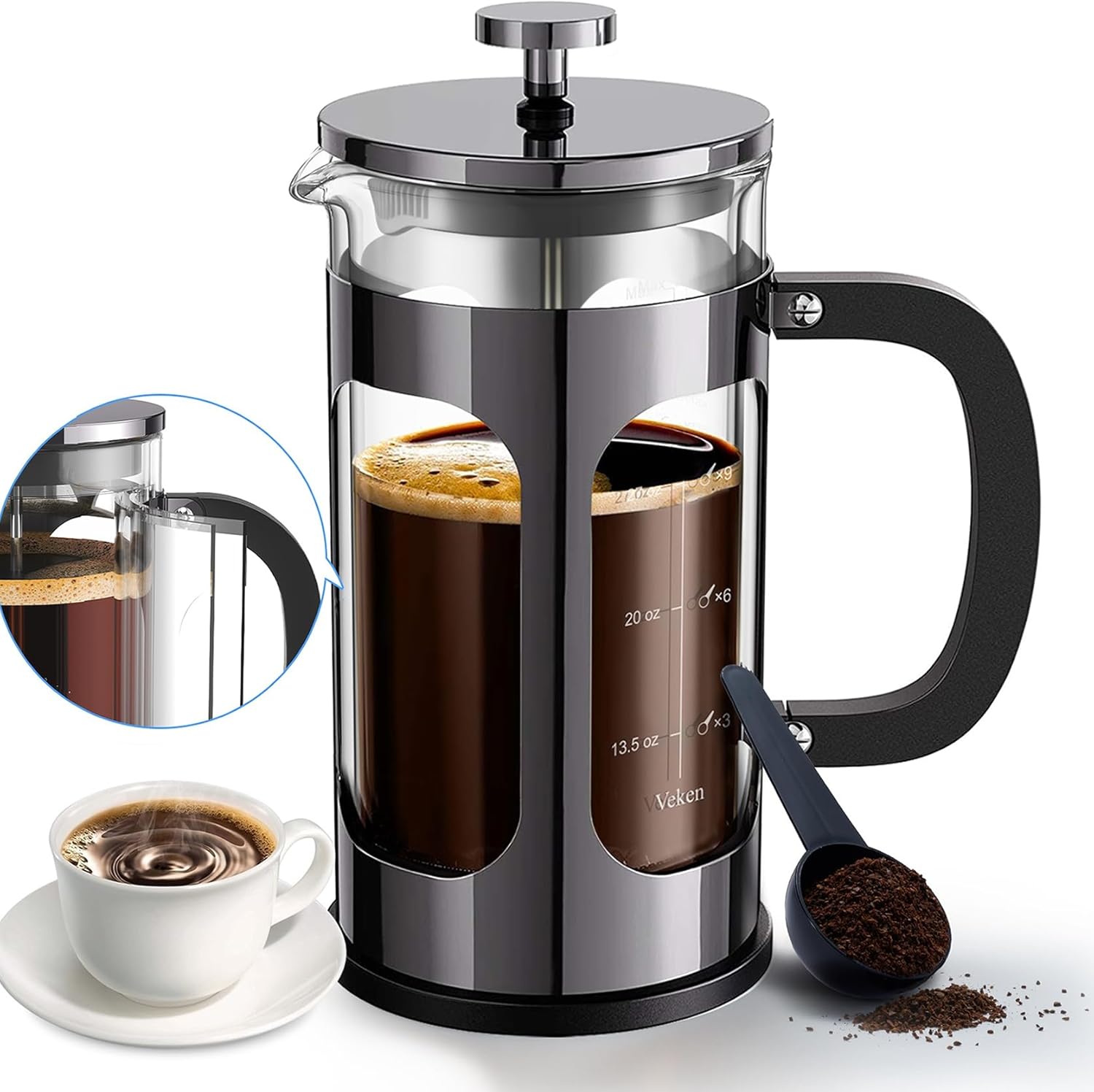 Veken French Press Plunger Coffee Maker Cafetière,...