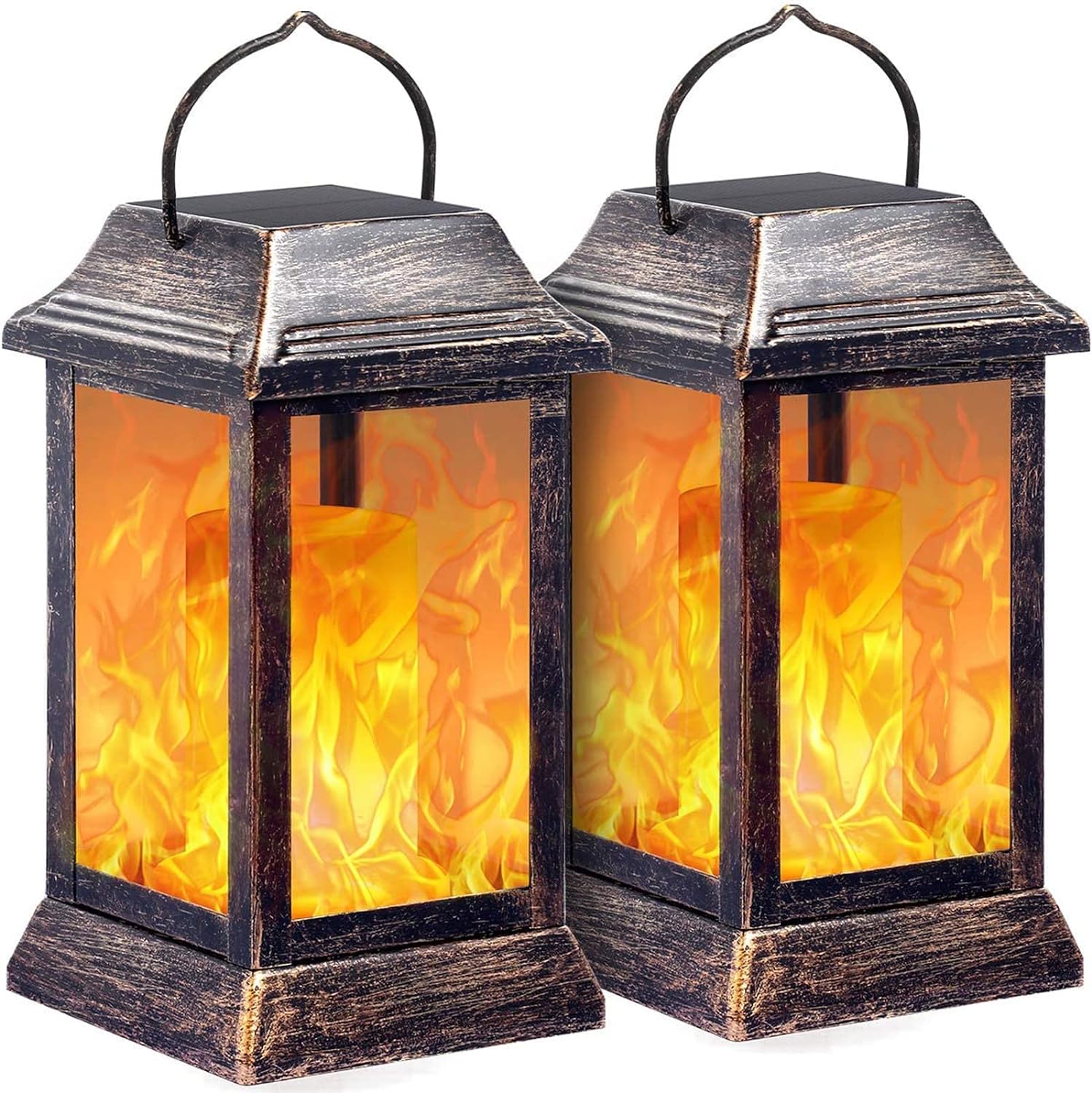 TomCare Solar Lights Metal Flickering Flame Solar...