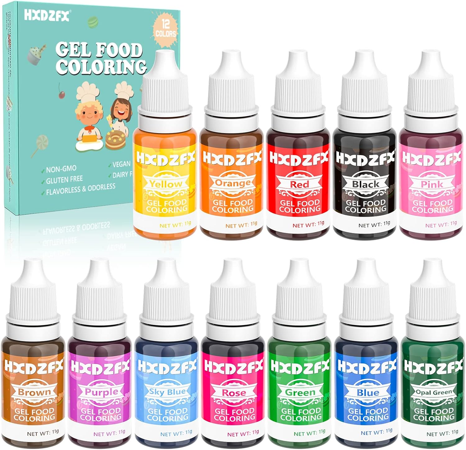Food Colouring Gel - 12 Colours × 11g Concentrated...