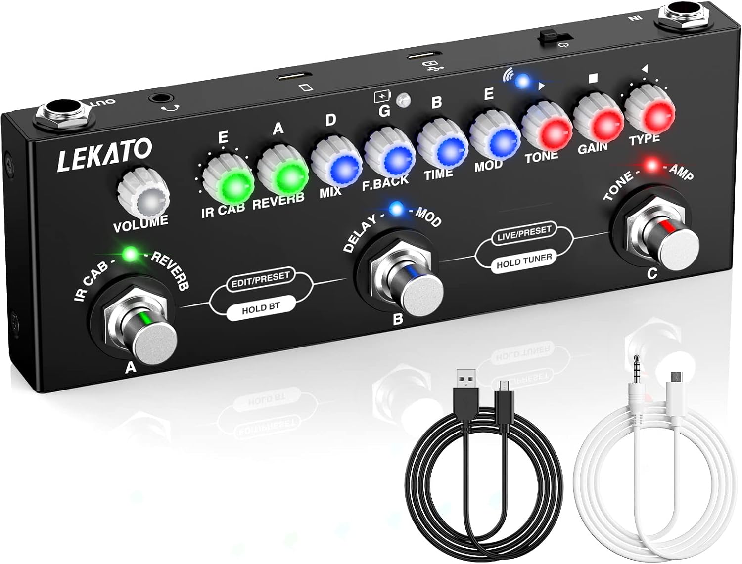 Multi Effects Pedal, LEKATO Guitar Pedal With IR L...