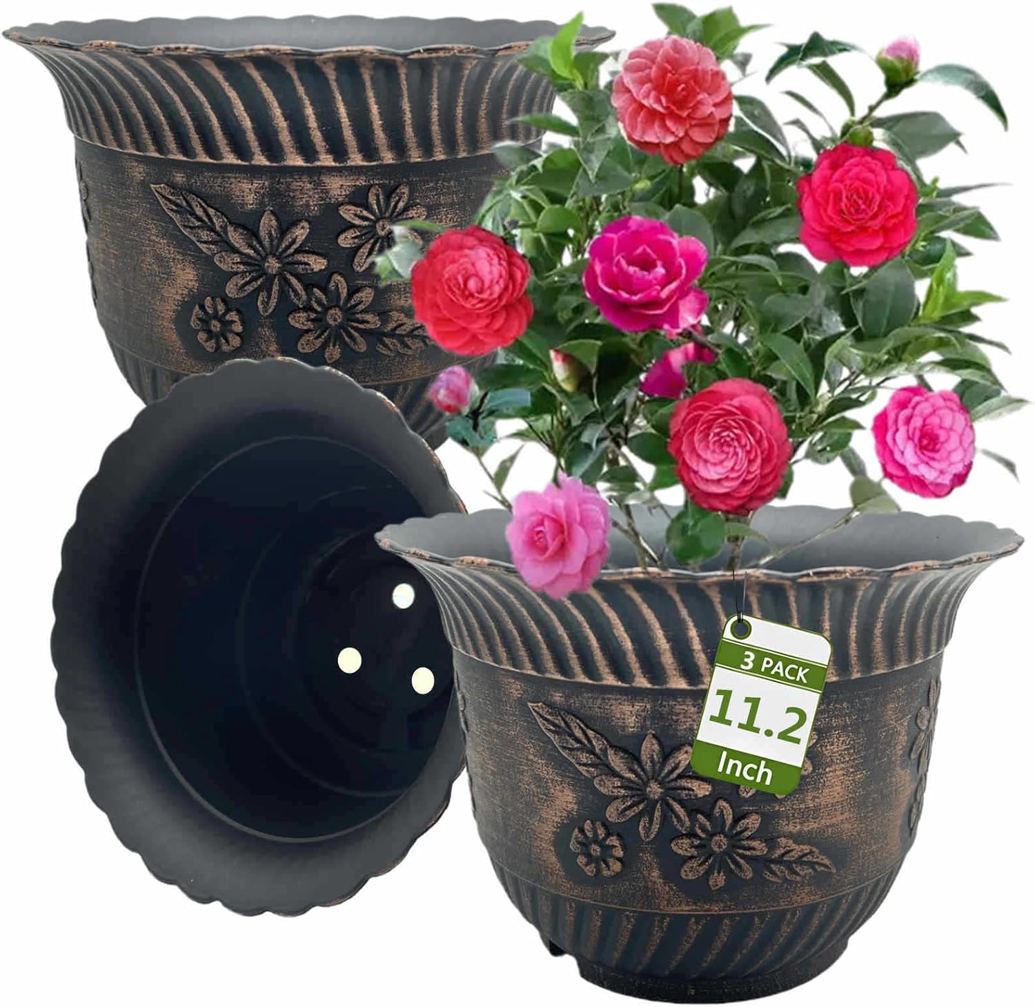KOOYAT Plant Pots Flower Pot 11.2 Inch Plant Pots...