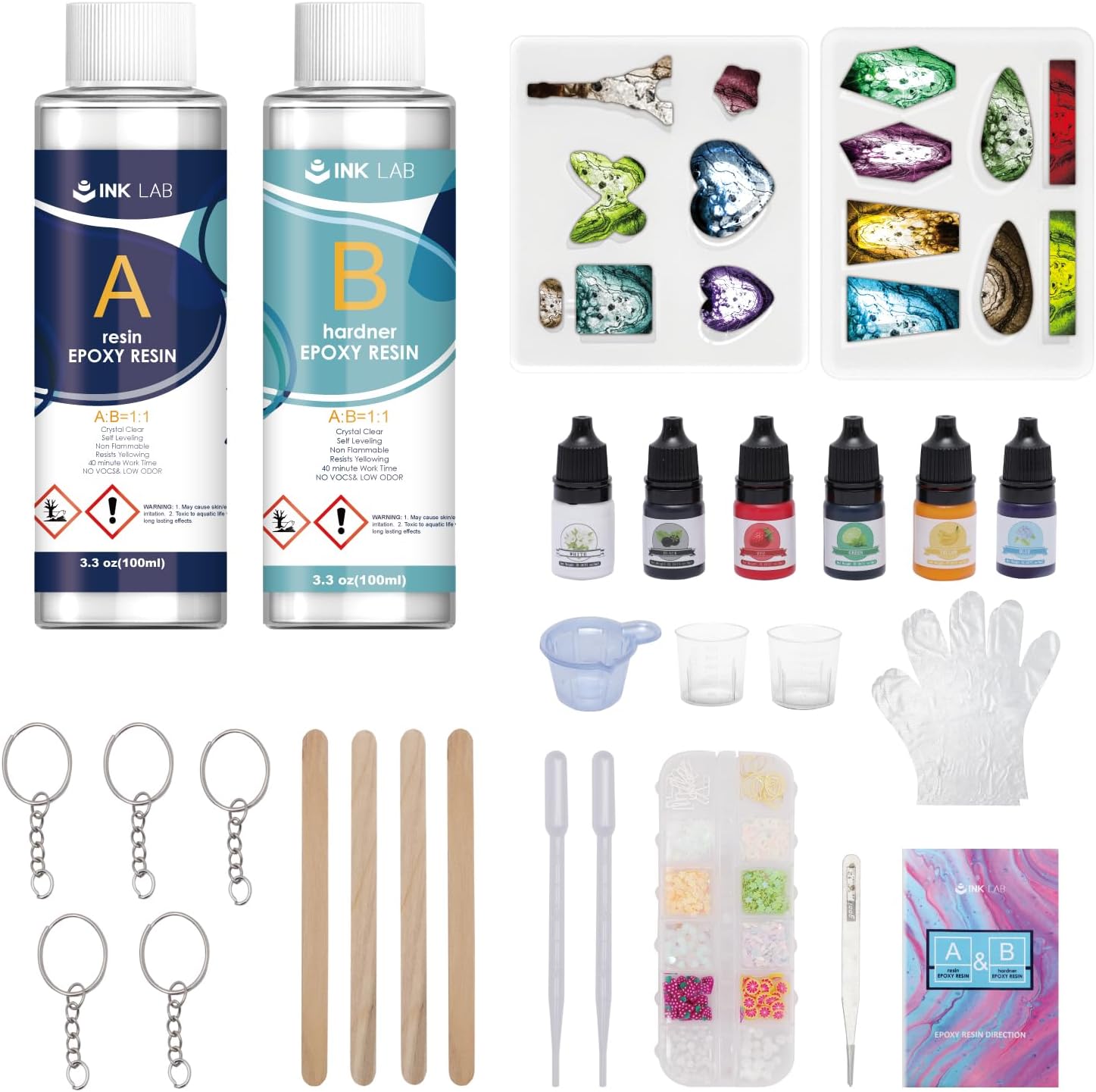 INK LAB Resin Kit for Beginners, Epoxy Resin Cryst...